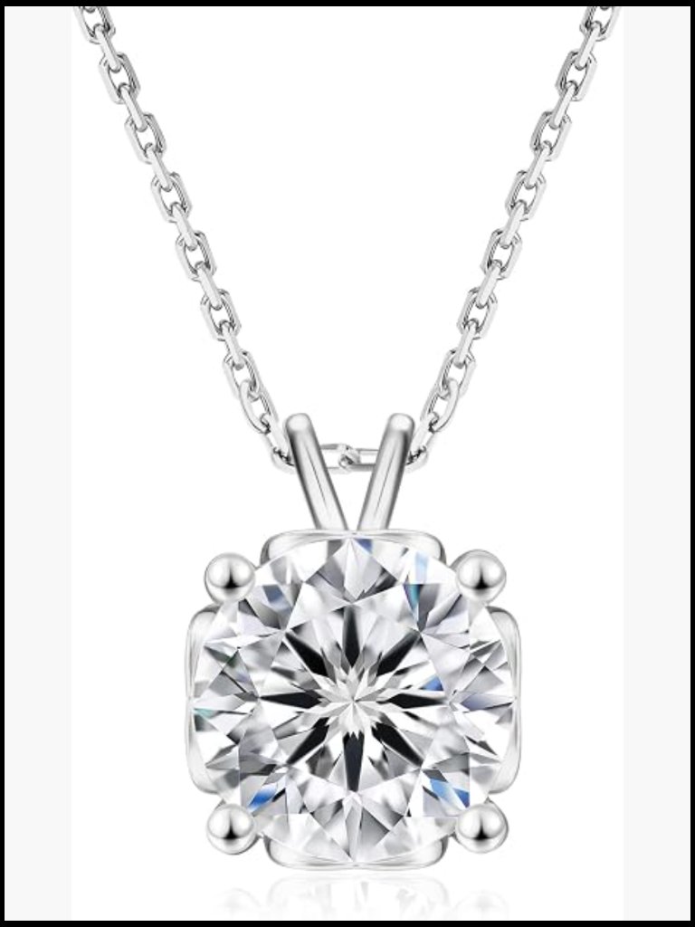 Moissanite Heart Pendant Necklace Sterling Silver Solitaire Lab Grown Vvs1 D